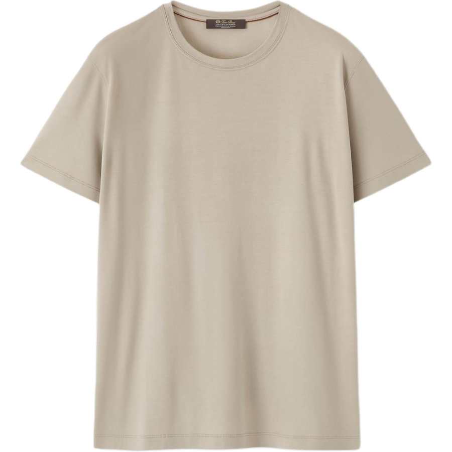 Loro Piana T Shirts Men's Khaki Crew Neck Moderate Straight Fit