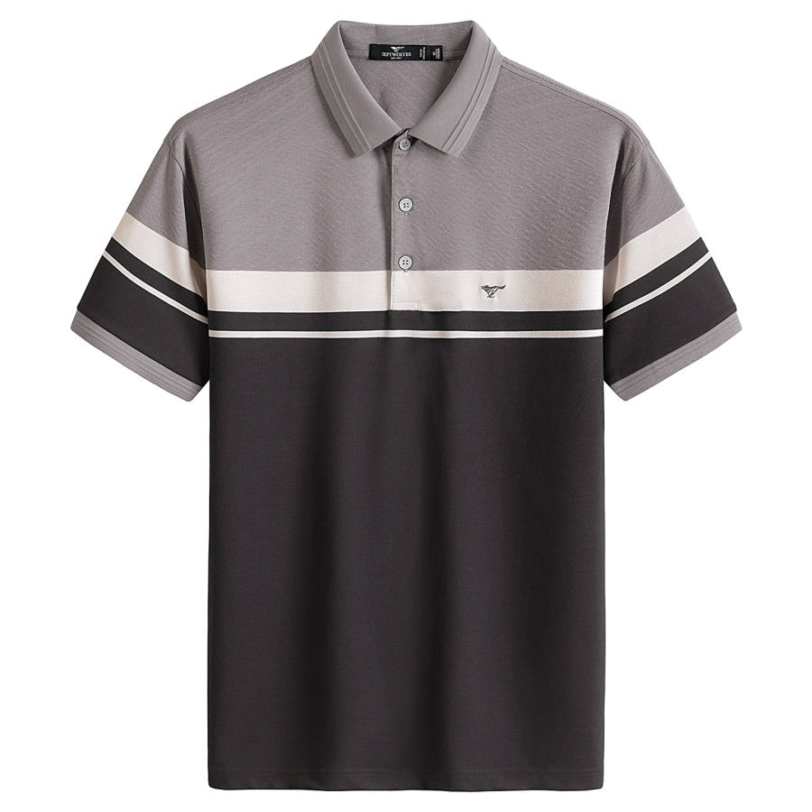 SEPTWOLVES Polo Shirts Men's Dark Gray Lapel Moderate Straight Fit