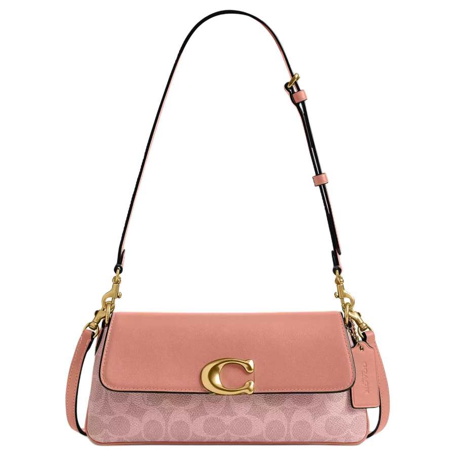 COACH Jet Coated Canvas With Calfskin Shoulder Bag Medium Women's Pink