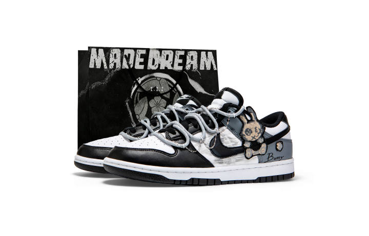 Nike Nike Dunk Slip Resistant Abrasion Resistant Low top Skateboard Shoes Men's Black White Gray