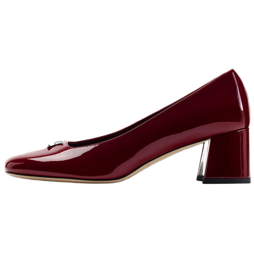LOUIS VUITTON Swing Patent Leather Chunky Heel High Heels 5.5cm Women's Burgundy