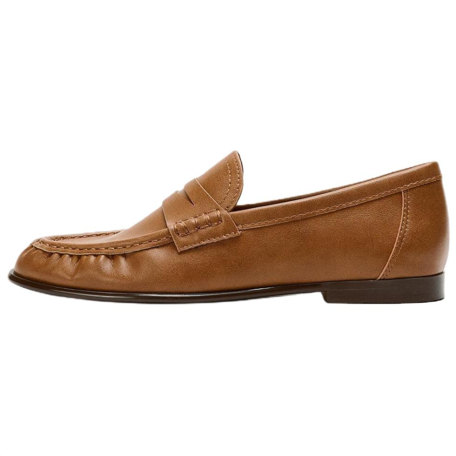 ZARA Pu Loafers 2.5cm Women's Brown