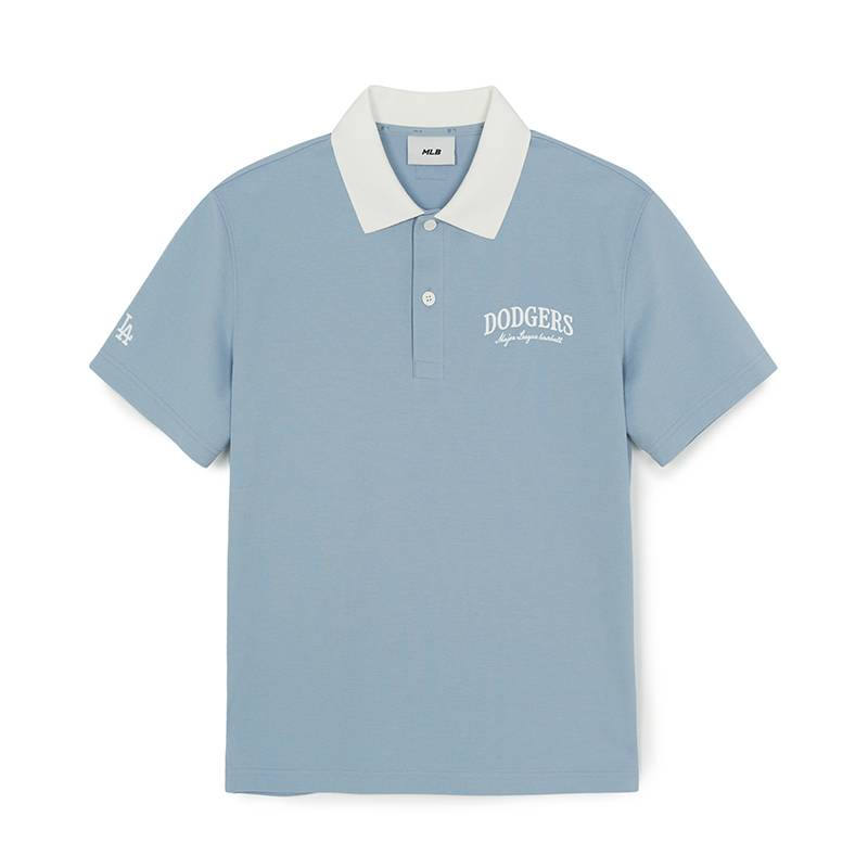 MLB Polo Shirts Unisex Los Angeles Dodgers / Light Sky Blue Polo Collar Moderate