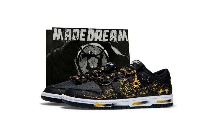 Nike Nike Dunk Abrasion Resistant Low top Skateboard Shoes Men's Black Gold