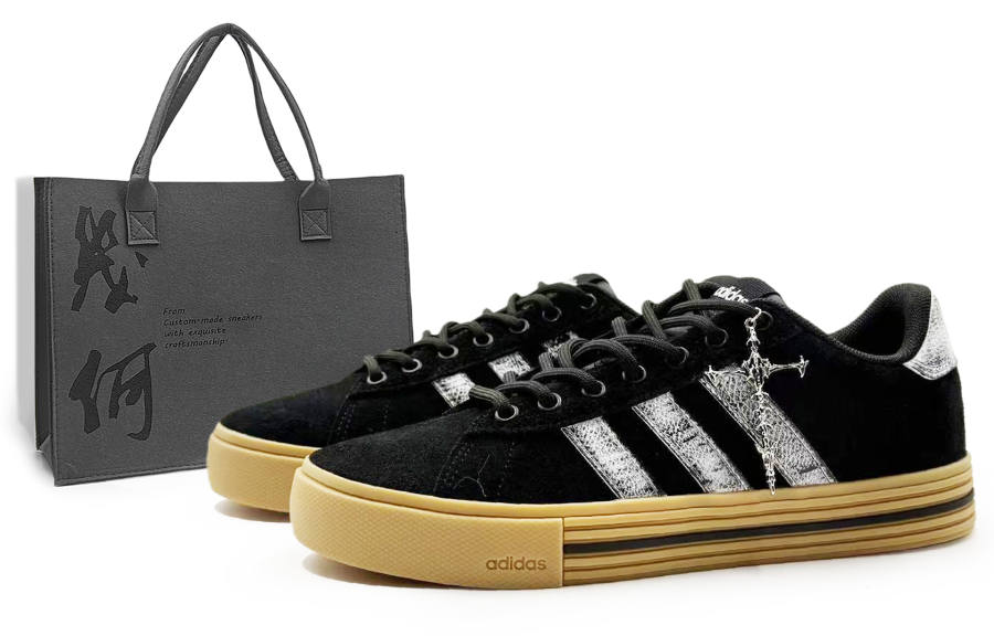 Adidas Adidas Daily 4.0 Synthetic Leather Abrasion Resistant Slip Resistant Low top Skateboard Shoes Unisex Black
