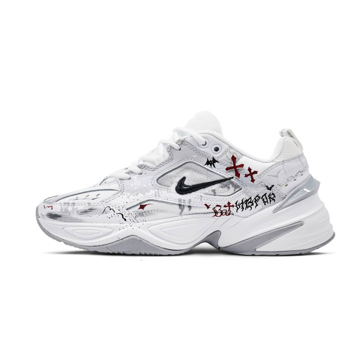 Nike Nike M2K Tekno Blue Red Gothic Fabric Cushioning Low top Chunky Sneakers Men's White Blue