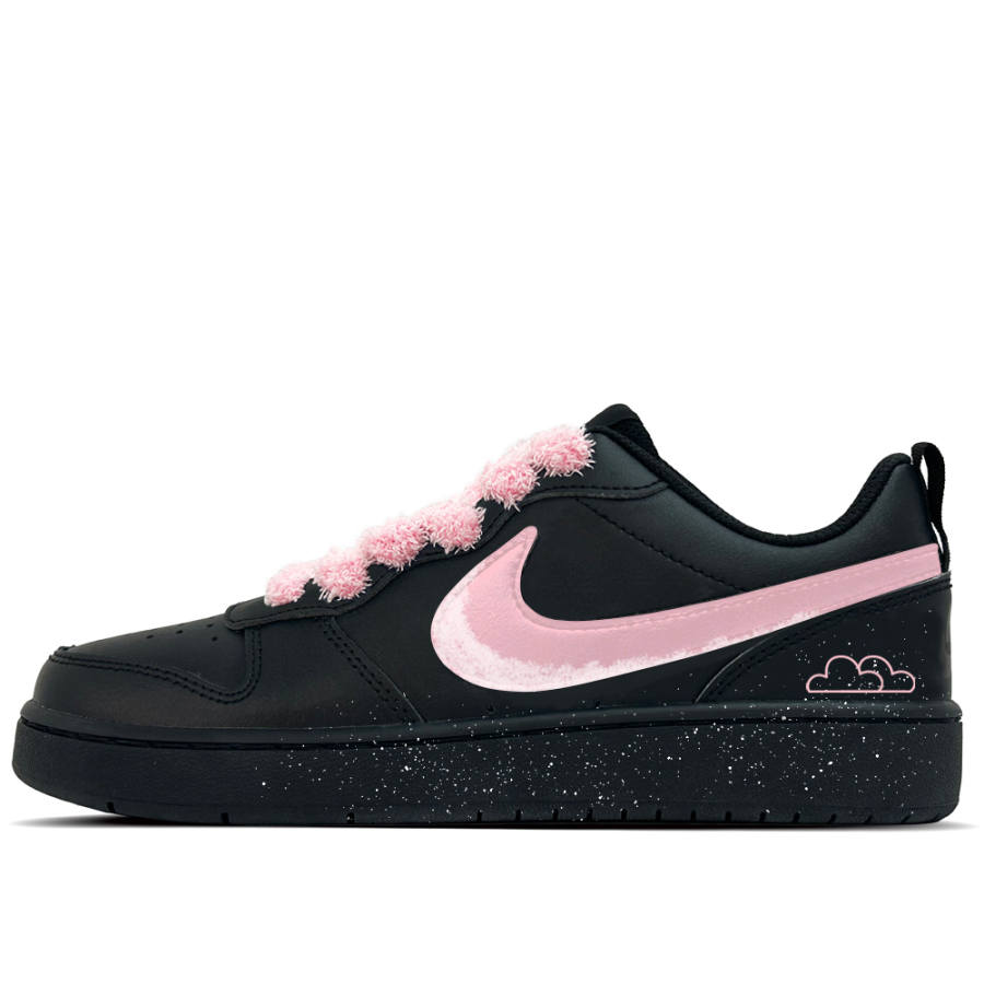 Nike Nike Court Borough Velvet Mist Peach Leather Low top Kids' Skateboarding Shoes Black Teenagers