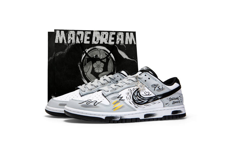 Nike Nike Dunk Abrasion Resistant Low top Skateboard Shoes Men's Black White Gray