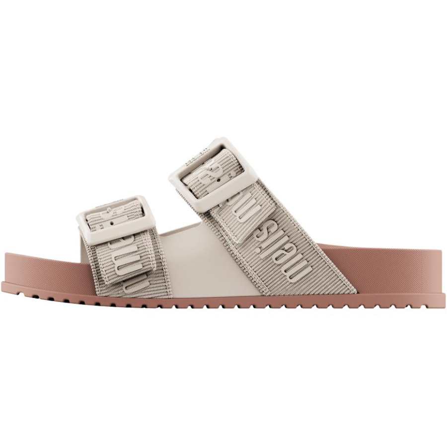 MELISSA Leather Patchwork Quiet Slip Resistant Odor Resistant Abrasion Resistant Double Strap Slide Slippers Women's
