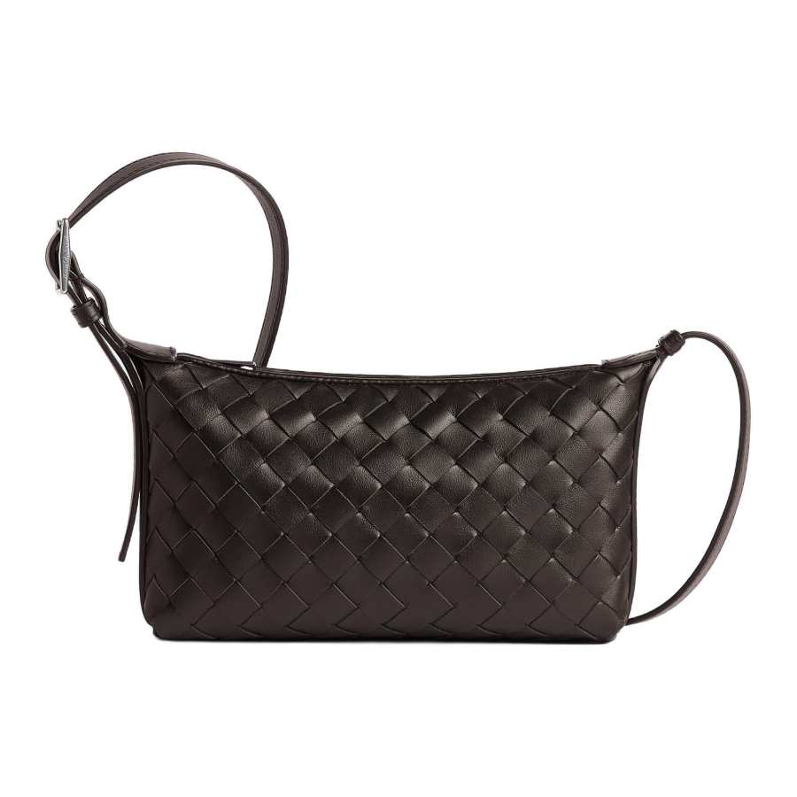 Bottega Veneta Intrecciato Calfskin Shoulder Bag Men's Chocolate Brown