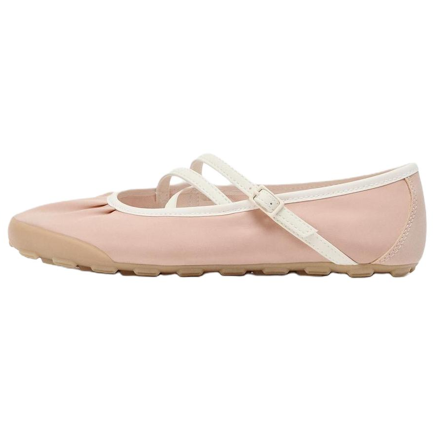 ZARA Flat Mary Jane Shoes 1CM Women's Rose Red