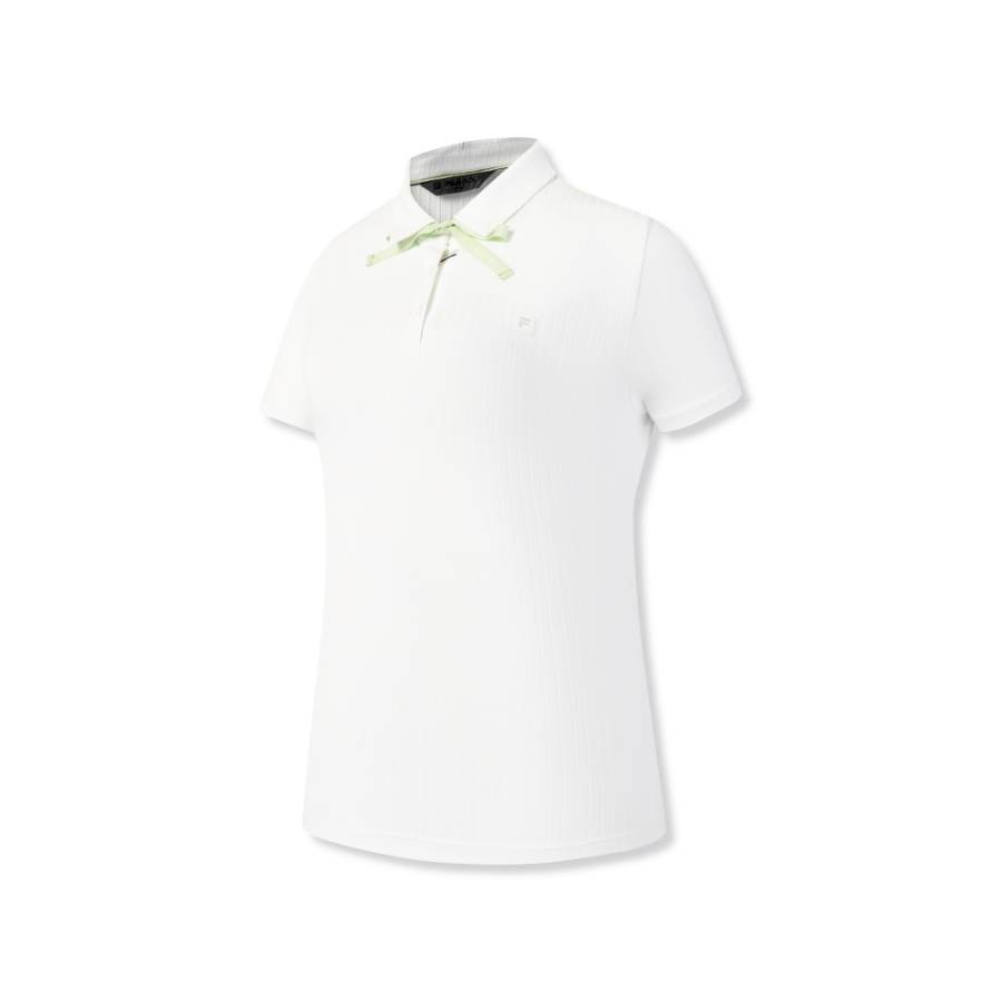 FILA Golf Polo Shirts Women's Light Soft Yellow Polo Collar Moderate Straight Fit