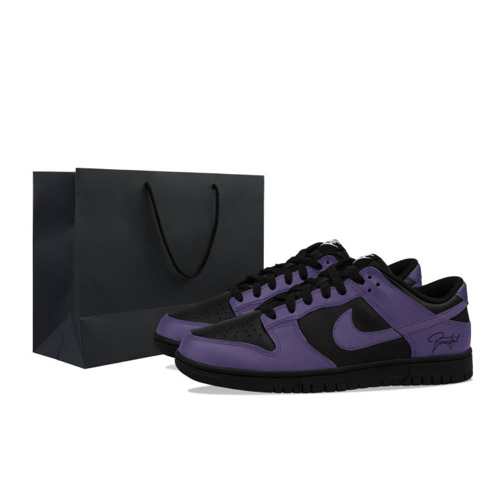 Nike Nike Dunk Low Leather Low top Casual Skate Shoes Men's Purple Black