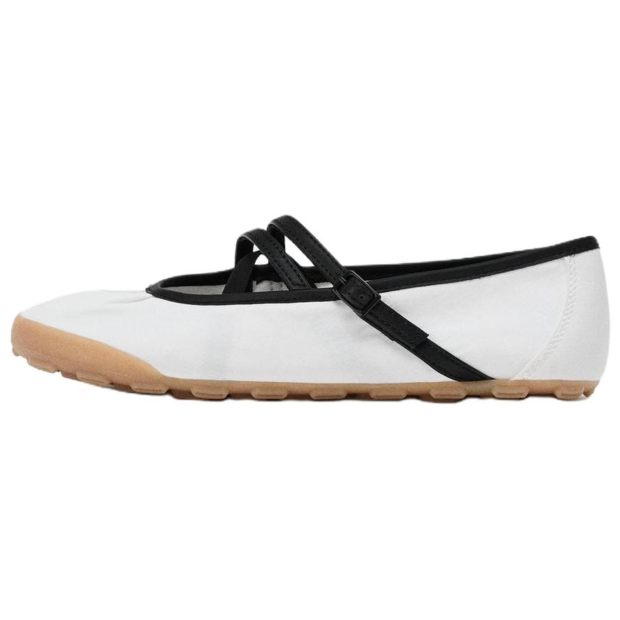 ZARA Pu Flat Mary Jane Shoes 1CM Women's White