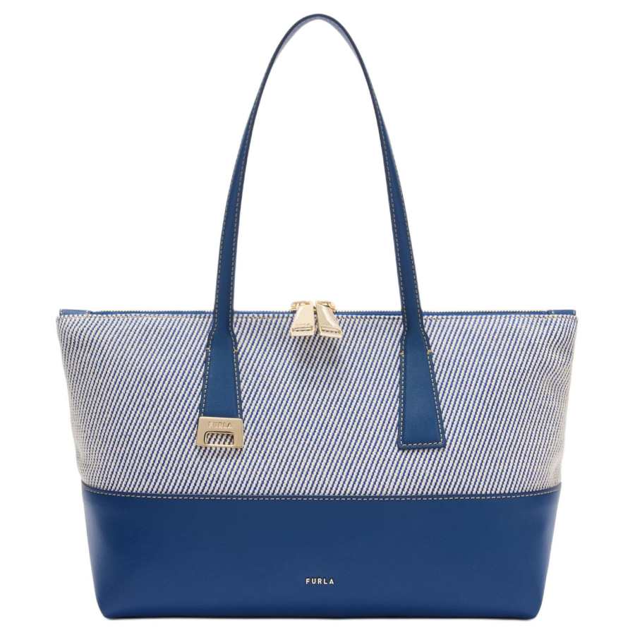 Furla Double Zip Closure Handbag Medium Women's Indigo & Dark Blue