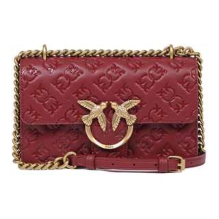 PINKO Cow Leather Crossbody Bag, Shoulder Bag Women's Red