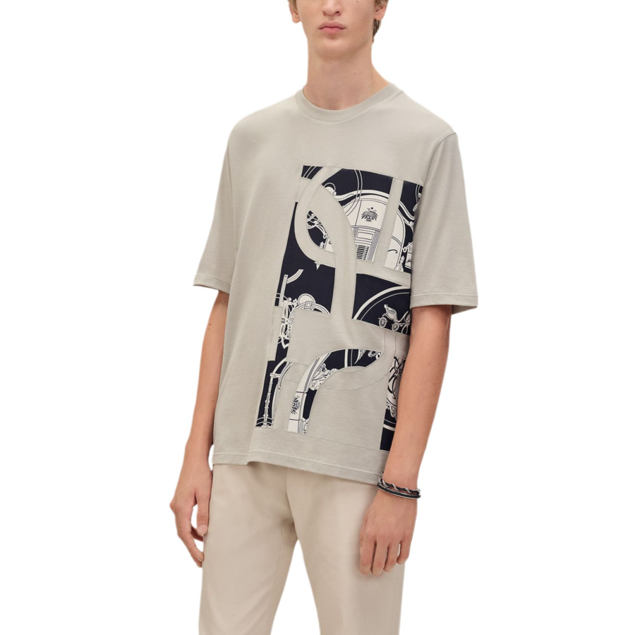 HERMES HERMES T Shirts Men's Gray Crew Neck Moderate