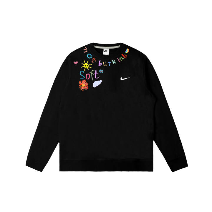 Nike Nike Club Sweatshirts Men's Black Crew Neck Moderate Regular