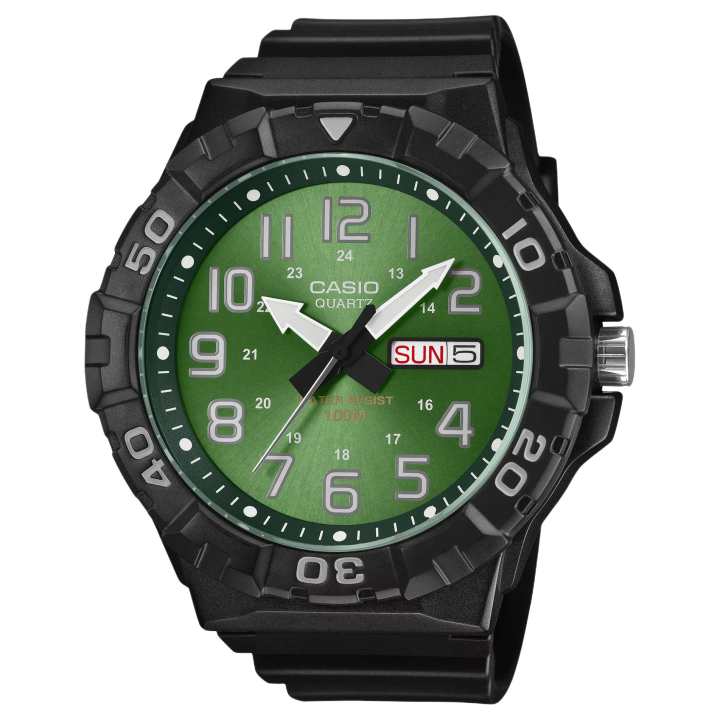 CASIO CASIO MRW 210H Collection Quartz Movement Resin Strap Watch Men's Watches Green Dial