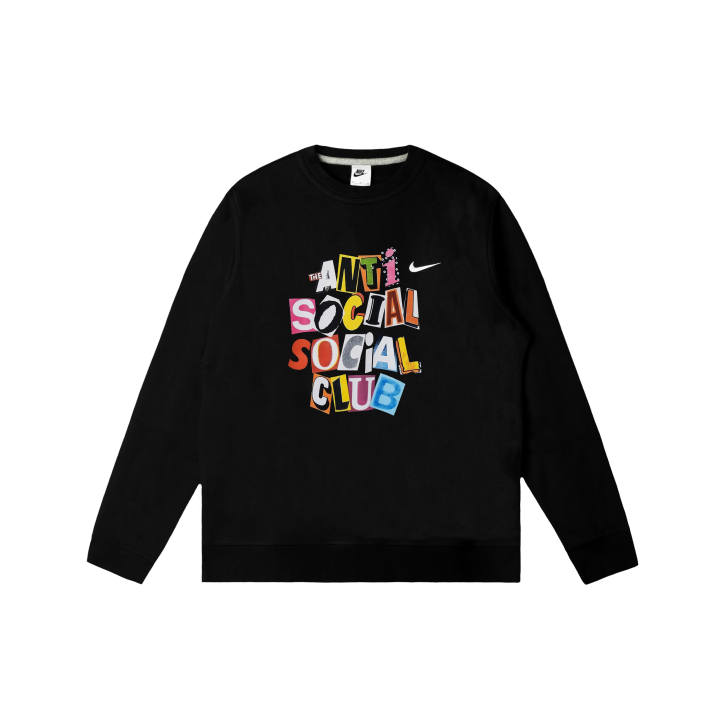 Nike Nike Club Sweatshirts Men's Black Crew Neck Moderate Regular