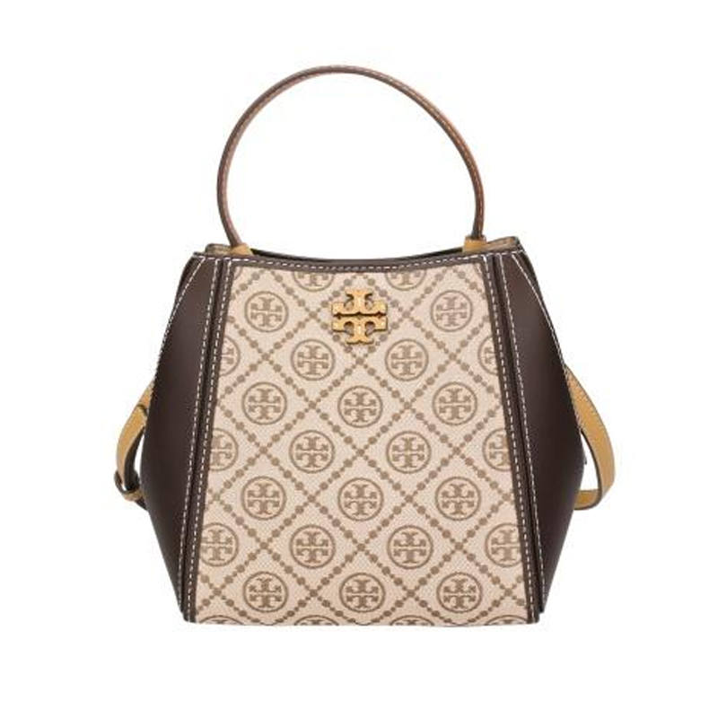 TORY BURCH McGrawT Monogram Cow Leather Crossbody Handbag Small Women's Hazelnuts Brown