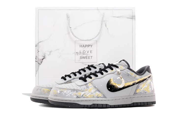 Nike Nike Dunk Cushioning Coverage Abrasion Resistant Low top Skateboard Shoes Unisex Gray Gold