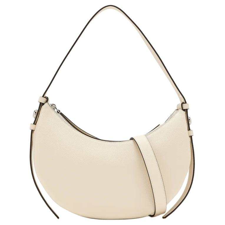 TORY BURCH Romy Cow Leather New Crescent Shoulder Bag Women's Light Cream White