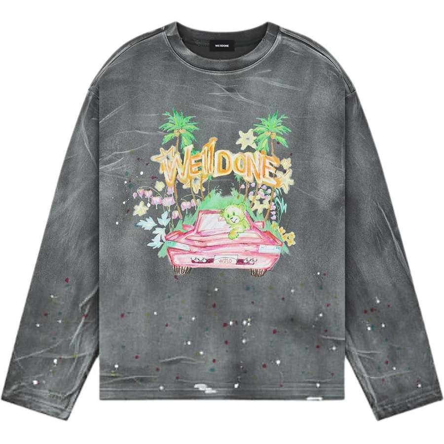 WE11DONE T Shirts Unisex Charcoal Gray Crew Neck