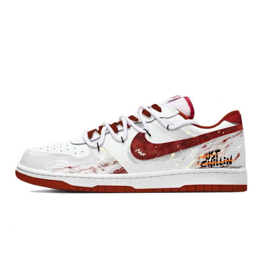 Nike Nike Big Morning Spring Prologue Leather Low top Skateboard Shoes Men's White Red