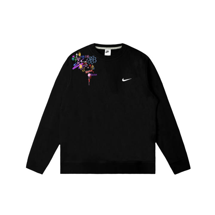 Nike Nike Club Sweatshirts Men's Black Crew Neck Moderate Regular