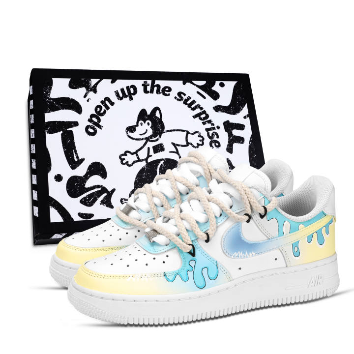 Nike Nike Air Force 1 Light Blue Mint Rubber Abrasion Resistant Slip Resistant Low top Skateboard Shoes Unisex
