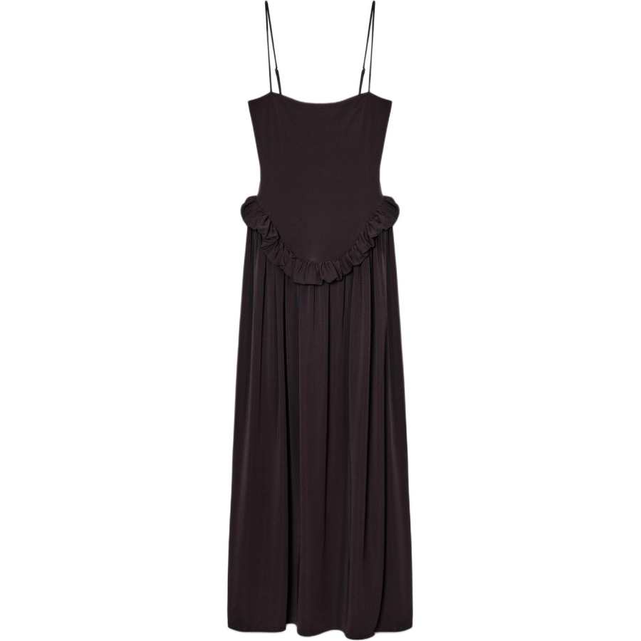 ZARA Slip Dresses Women's Dark Brown Moderate Long Skirt
