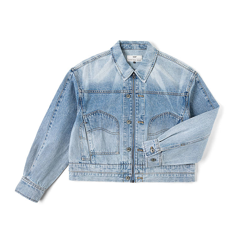 Lee X Feng Chen Wang Denim Jackets Women's Light Blue Lapel Moderate Straight Fit