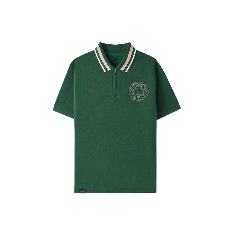 Skechers Polo Shirts Men's Pine Green Lapel Moderate