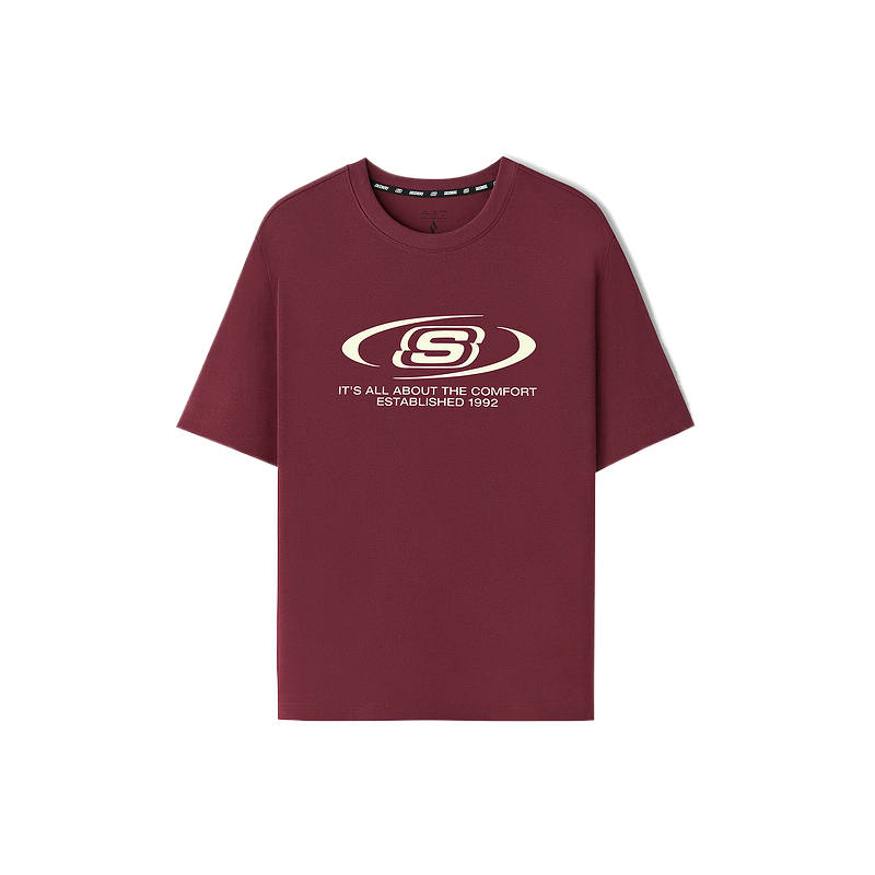 Skechers T Shirts Unisex Grape Red/003T Crew Neck Moderate
