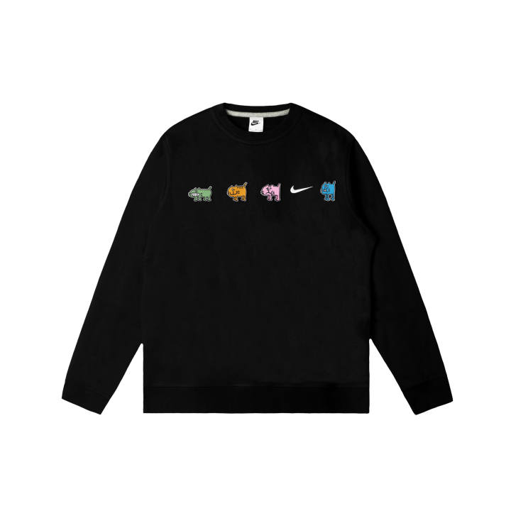 Nike Nike Club Sweatshirts Men's Black Crew Neck Moderate Regular