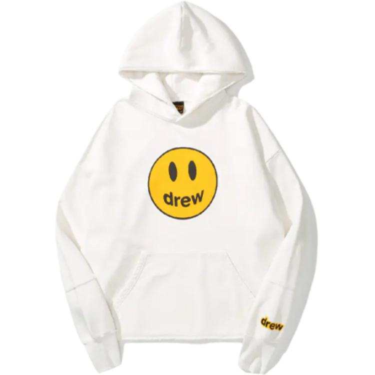 Drew House Smiley Collection SS21 Deconstructed Mascot Hoodie Mascot Smiling Face Hooded Fleece Lined Pullover