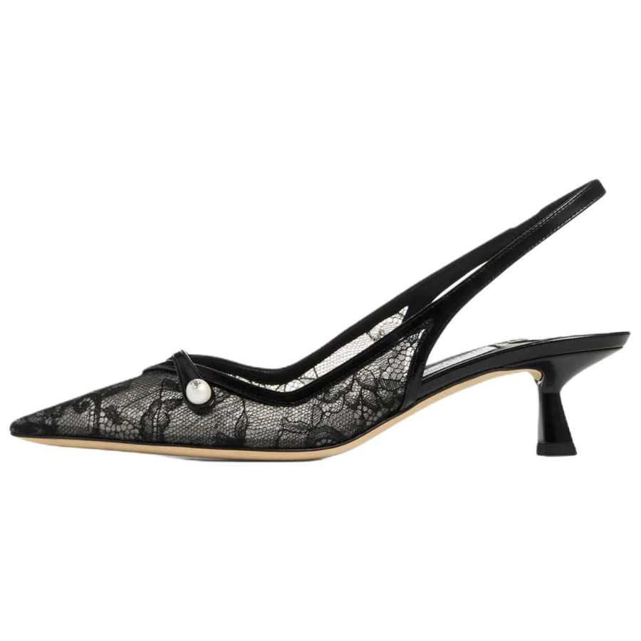 Jimmy Choo Amita Cow Leather Spool Heel High Heels 4.5cm Women's Black