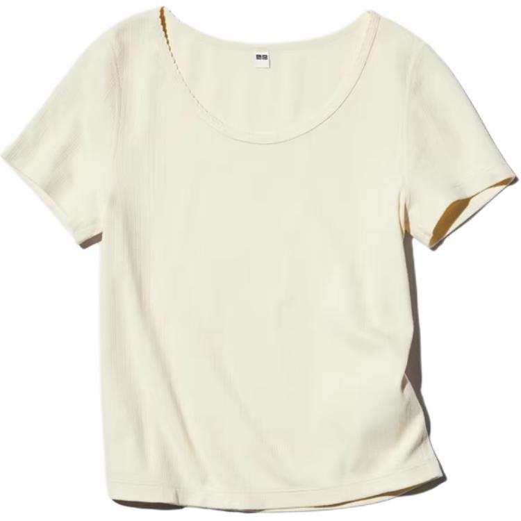 UNIQLO T Shirts Women's Cream Crew Neck