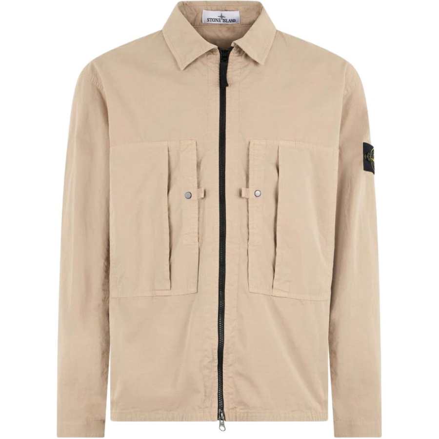STONE ISLAND Stone Island Logo Patch Zip-Up Overshirt