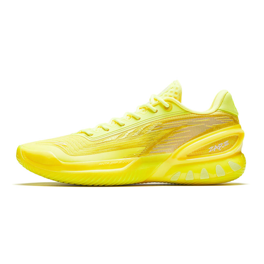 Anta Zap 3 Textile, Synthetic Leather Low top Basketball Shoes Men's White Yellow