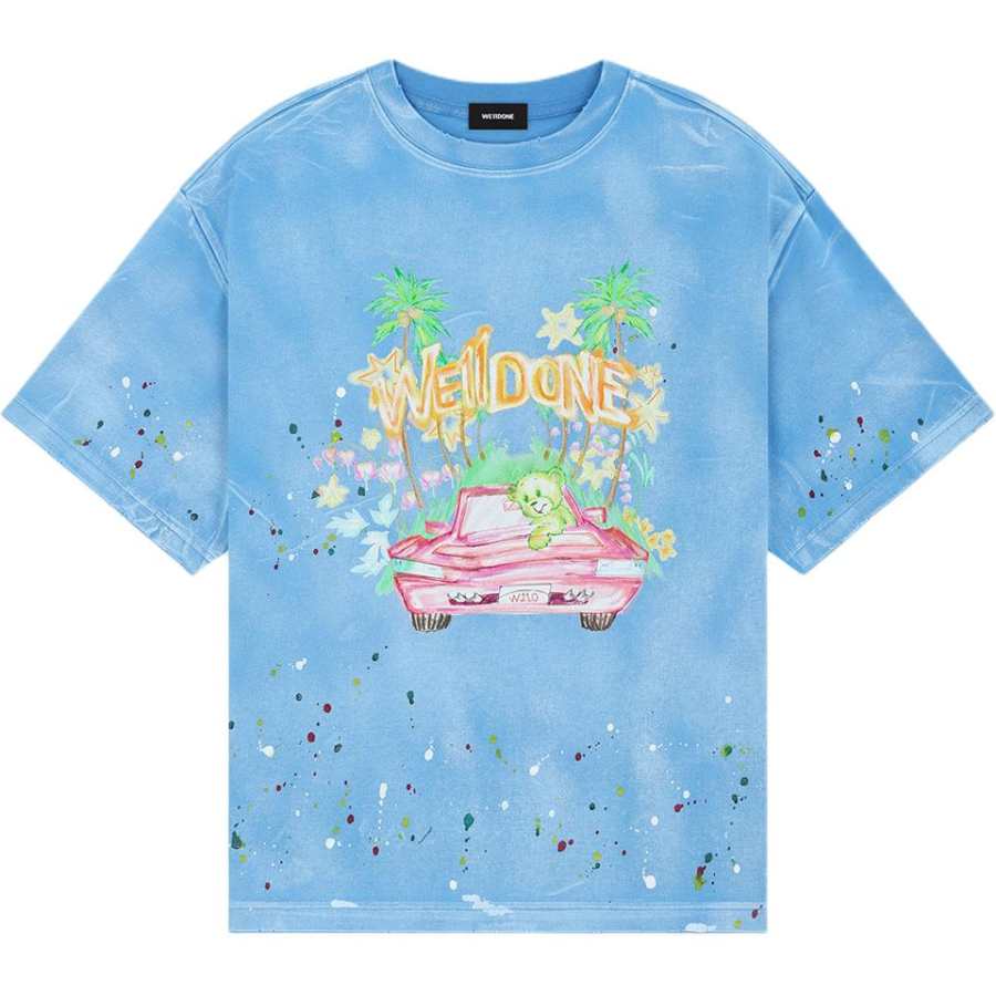 WE11DONE SS26 Paint Splatter Teddy T Shirt T Shirt Unisex