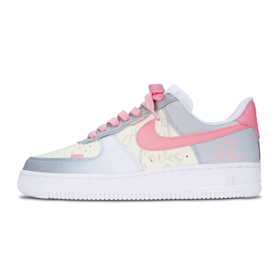 Nike Nike Air Force 1 Skateboard Shoes Unisex Low Top Gray/Yellow/Pink