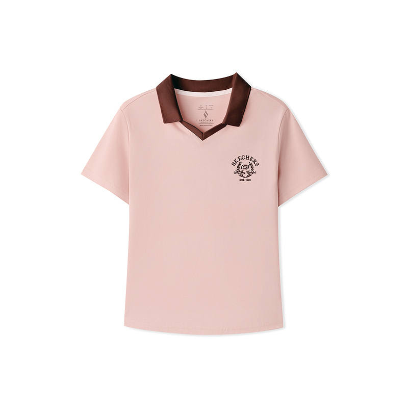Skechers Polo Shirts Women's Light Peach Pink/01DD Lapel Moderate Straight Fit
