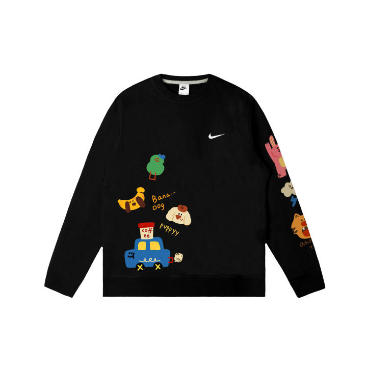 Nike Nike Club Sweatshirts Men's Black Crew Neck Moderate Regular