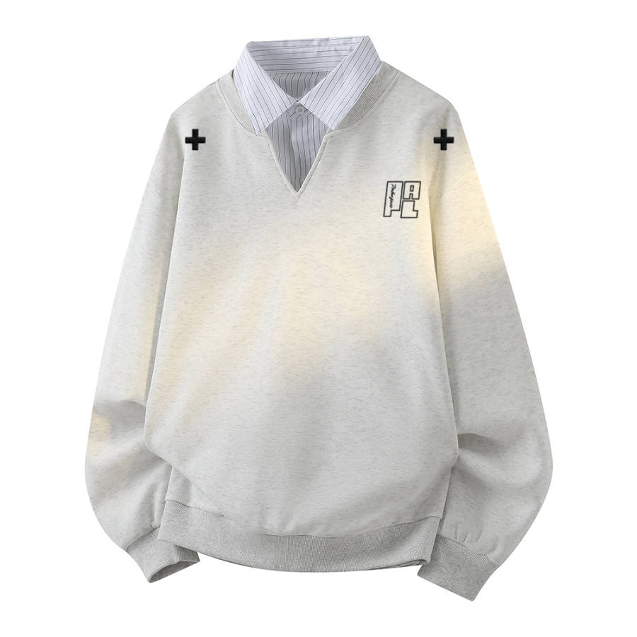 PAL ONGACO Sweatshirts Unisex Shirt Collar Moderate Mock Two Piece