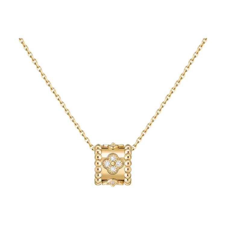 Van Cleef & Arpels Perlee Clovers 18K Gold Diamond Pendants Unisex Gold