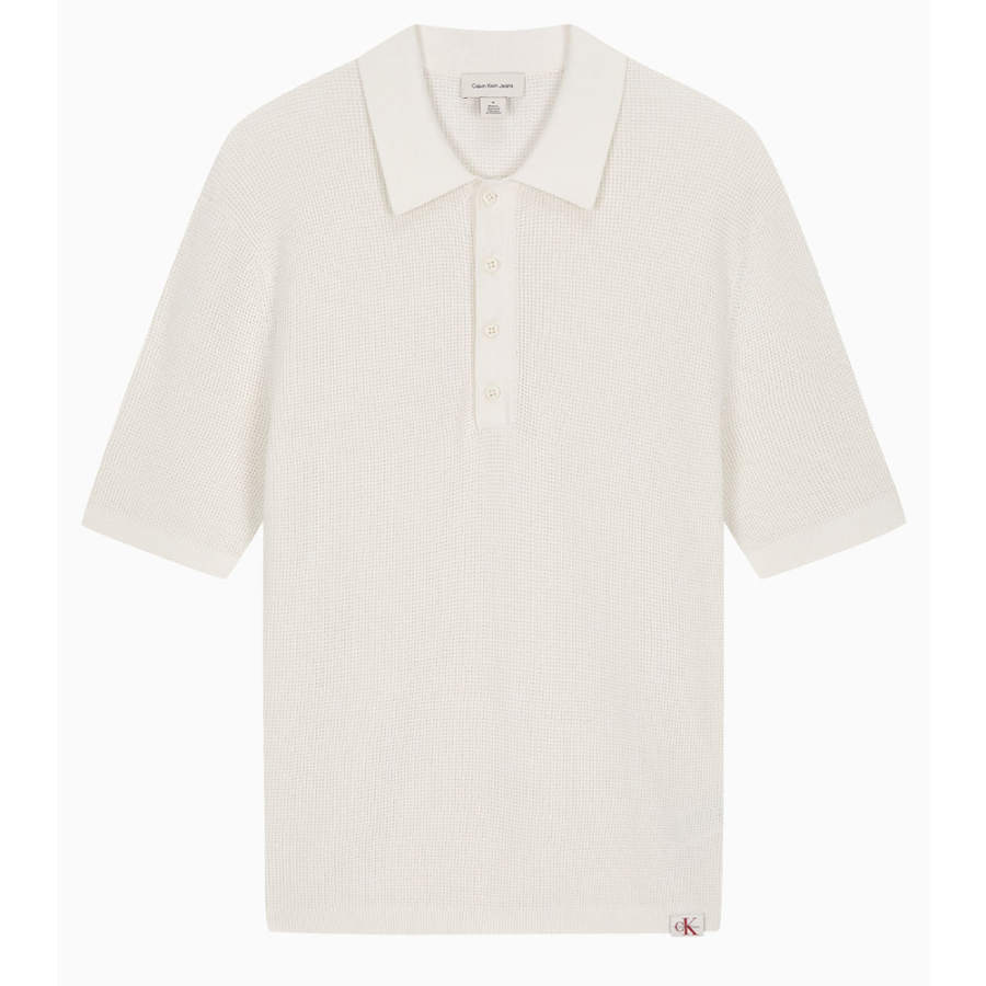 Calvin Klein Polo Shirts Men's White Polo Collar Moderate Straight Fit