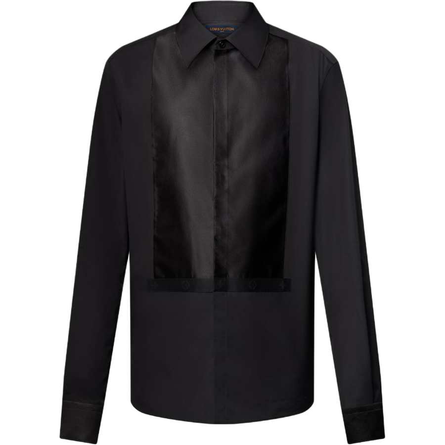LOUIS VUITTON Shirts Men's Black Turndown Pointed Collar Moderate Other