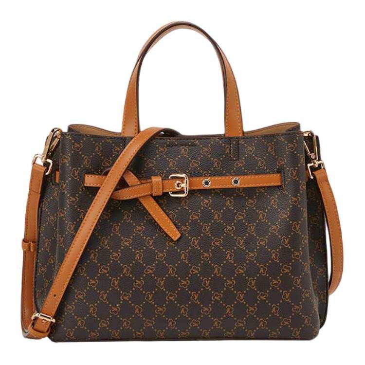 YEARCON PVC Artificial Leather Tote One Shoulder Handbag Women's Coffee